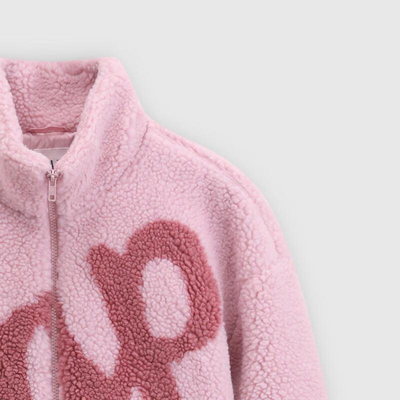 GAP Unisex Color-block Logo Faux Lambswool Stand-collar Sweatshirt