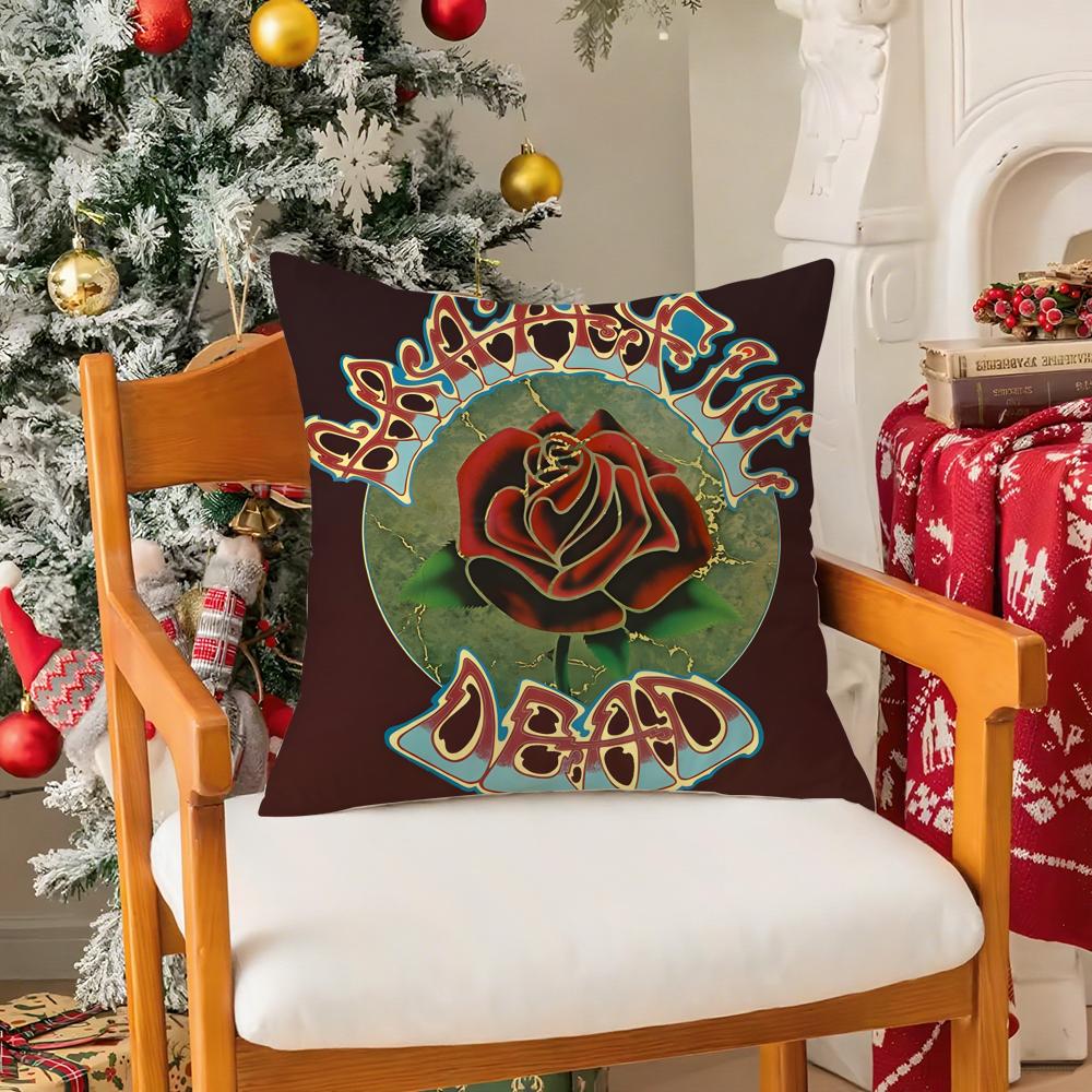 Sound Grateful Dead-Band Pillow Case Silky Short Plush With Invisible Zipper Dustproof Sofa Cushion Cover For Home Decor