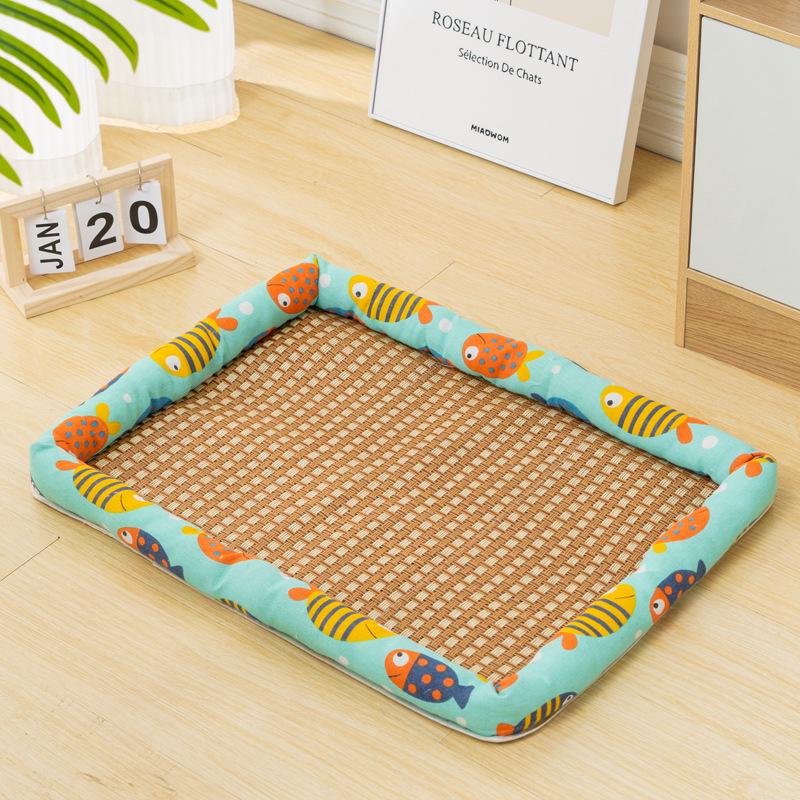 Pet Cooling Mat: Summer-Ready Nest for Cats & Dogs - All-Season Rattan Bed.