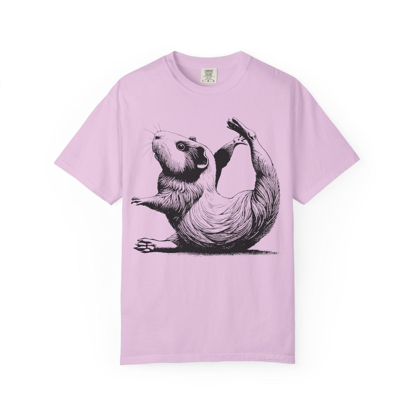 Guinea Pig Yoga T-Shirt: Vintage Style Graphic Tee for Animal Lovers L
