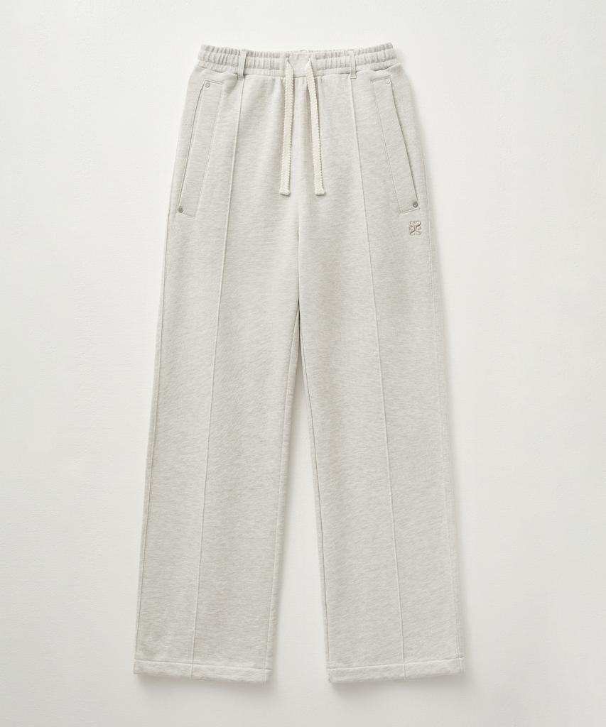 Seteo Cotton Elastic Waist Sweatpants Melange Ivory (Type B)