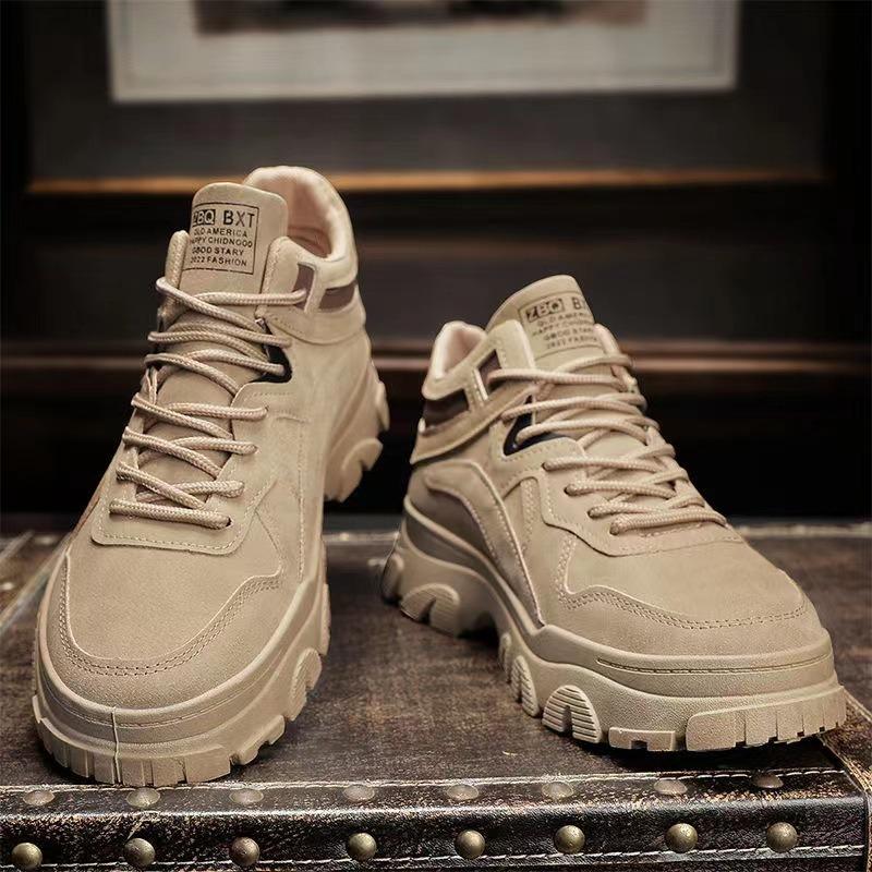 Spring and Autumn Men's Leather Boots New Sports Non-slip Work Versatile Light Casual Men's Construction Site Martin Labor Insurance Trend Shoes