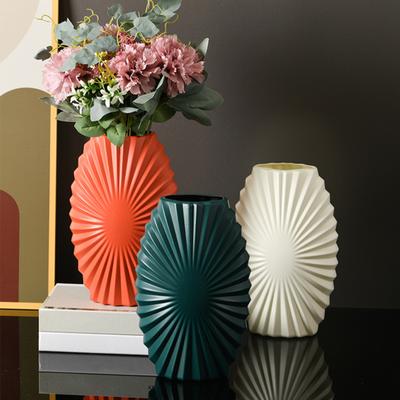 Plastic Geribbelde Bloemenvaas Minimalistisch Modern Bloemenhouder Container Huis Kantoor Tafel