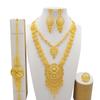 Set de bijuterii de culoare aurie din Dubai indian pentru femei Set de colier lung de mireasă, colier nigerian, bratara, cercei, seturi de inele