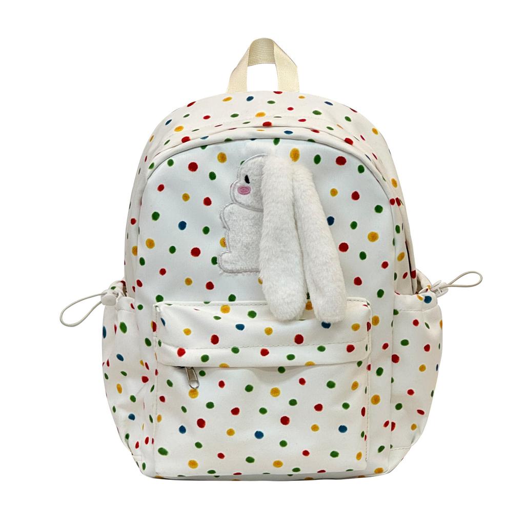 Schoolbag Backpack Female Cute Soft Sister Polka Dot Rabbit Schoolbag New Middle and High School Students College Students Leisure Travel Backpack