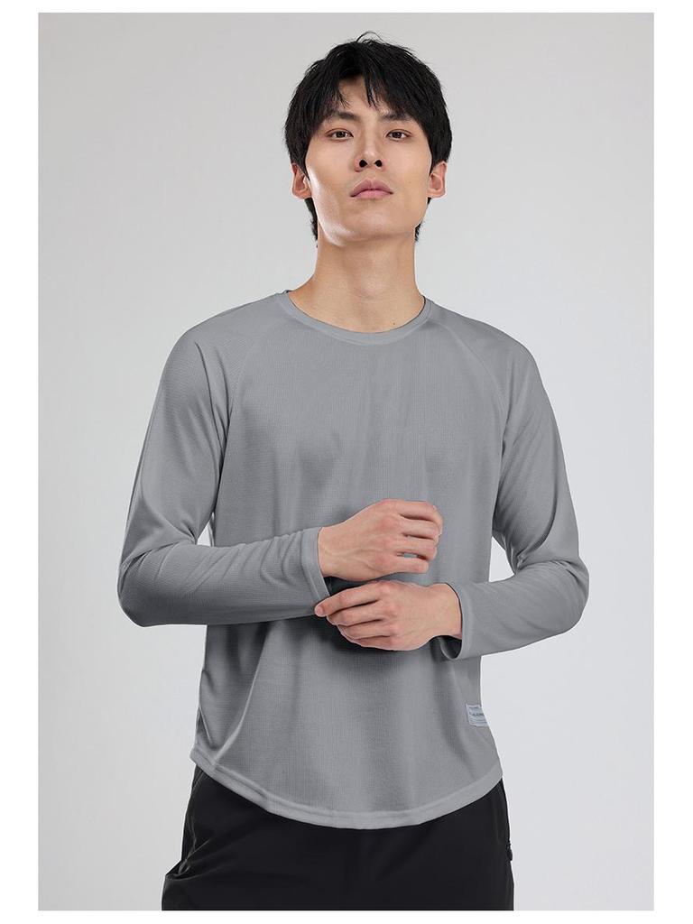 Men's Outdoor Quick-Dry Loose-Fit Long Sleeve Running Shirt - Plus Size, Sweat-Wicking, Marathon Team Uniform for Spring and Autumn Fitness