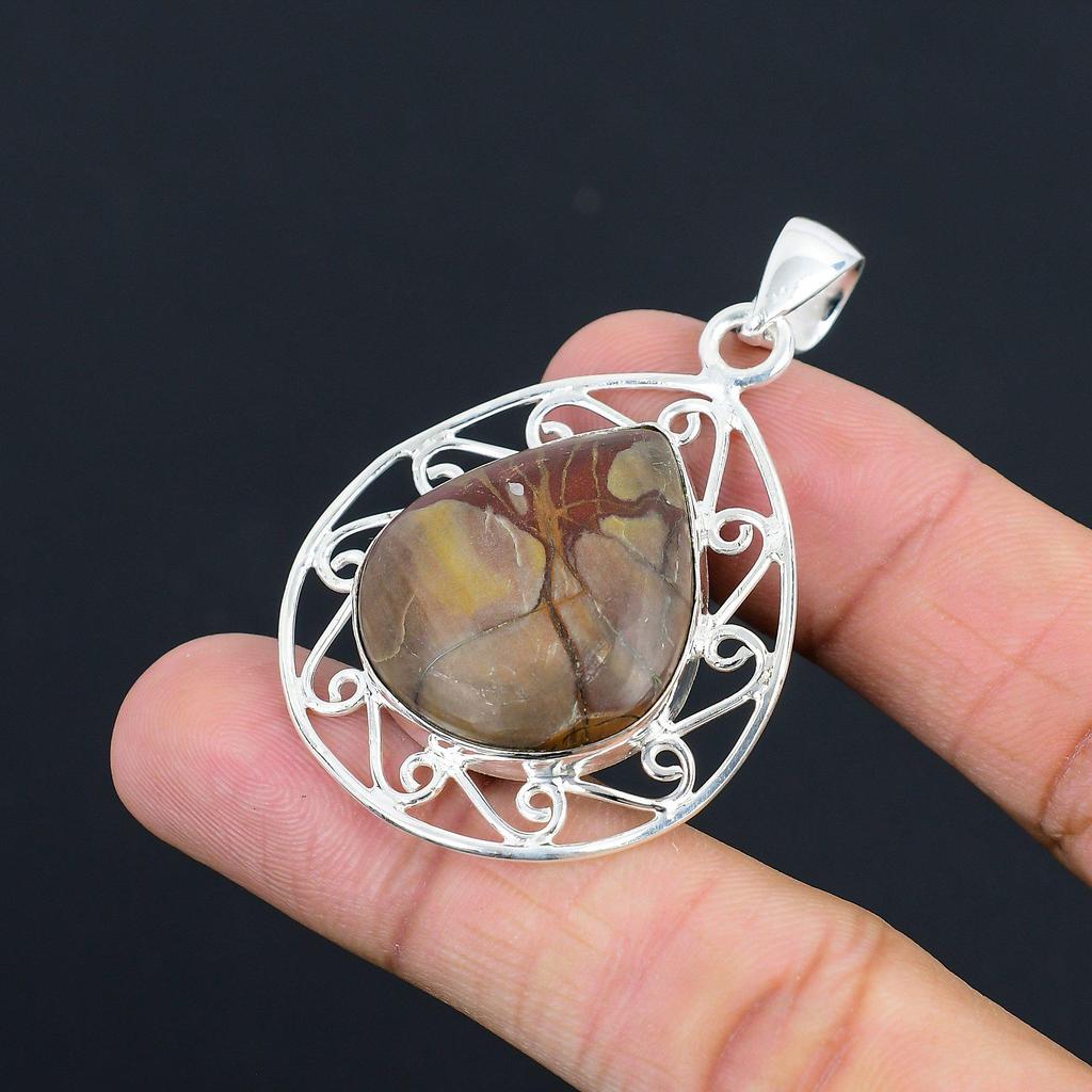 Friendship Day Deal 925 Silver Pear Noreena Jasper Stone Elegant Trendy Pendant