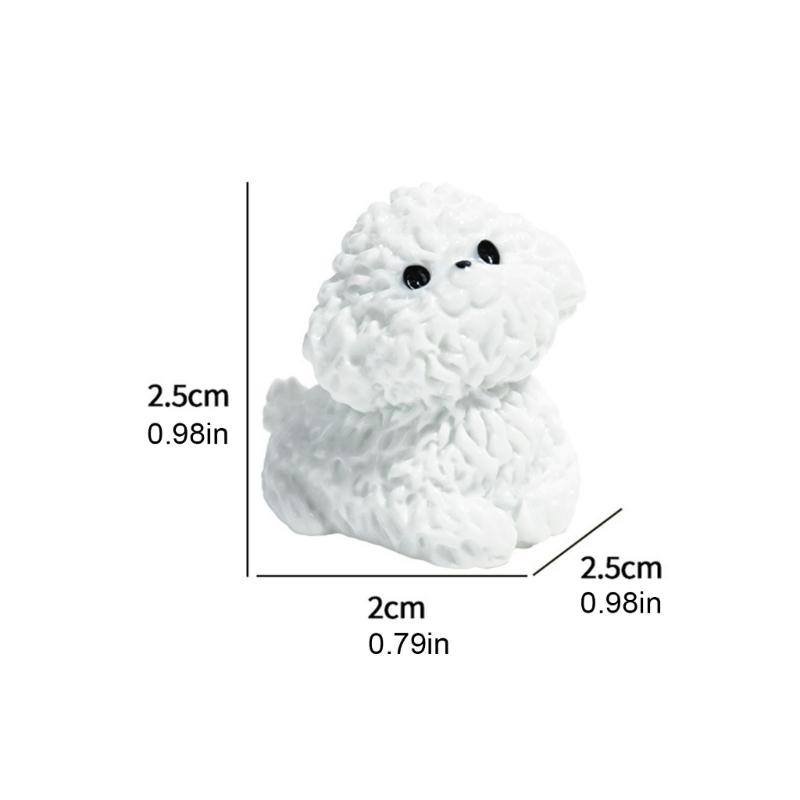 Set Of 10 Bichon Frise Puppys Miniature Sculptures for DIY Terrariums and Office Decoration