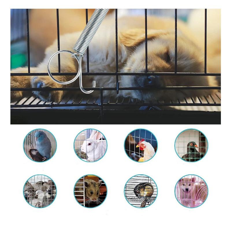 20Pcs Bird Cage Door Spring Hook Rustproof Wire Lock for Rabbit Chicken Parrot Quail Pigeon Pet Enclosure Easy Install Closure