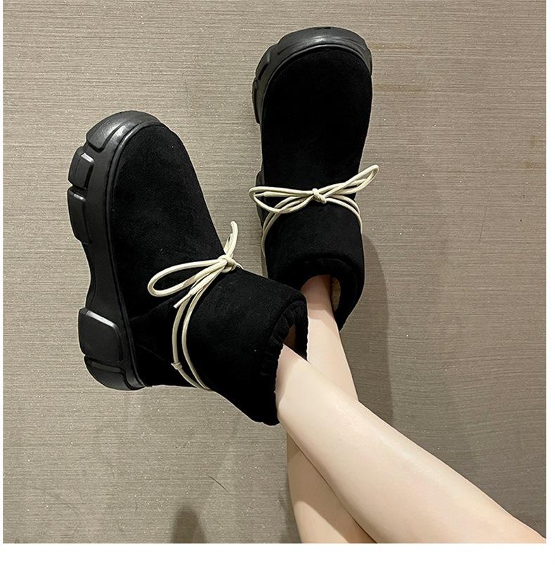 

Outside Women Winter Shoes High Top Thick Sole Keep Warm Fur Female Footwear Casual Windproof Non-slip Chunky Platform Snow Boot 40-41