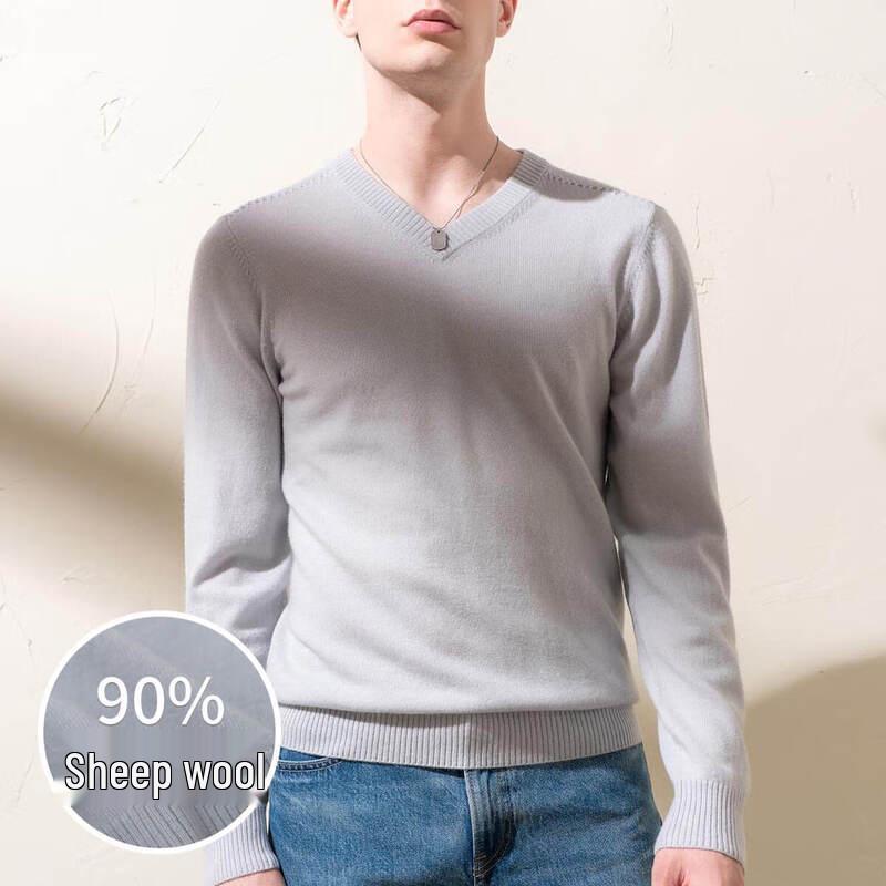 Sinuofude Men's V-Neck Wool & Cashmere Sweater