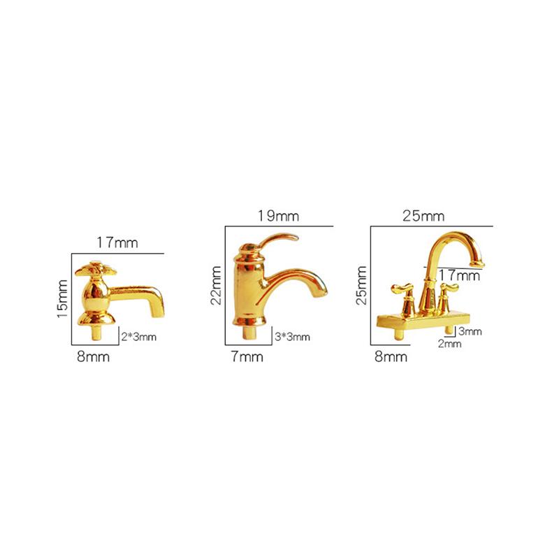 1 Piece Doll Accessories Toys New 1/12 Scale Dollhouse Miniature Simulated Bathroom Golden Mini Faucet Model