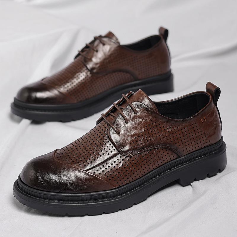 Mode Mode Hohl Einfarbig Herren Slipper Designer Neu Dicke Sohle Slip-on Geschäftsmann Schuhe Lässig Leder Herrenschuhe