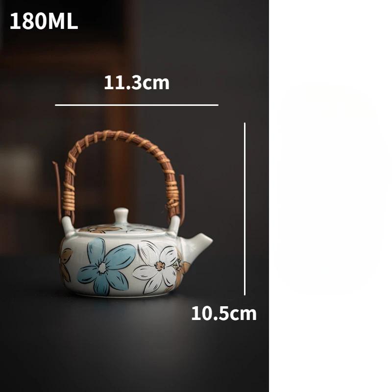 Japanese Cherry Blossom Ceramic Teapot Teacups Creative Ice Gray Glaze Teapot Household Kung Fu Tea Set Tea Storage Jar