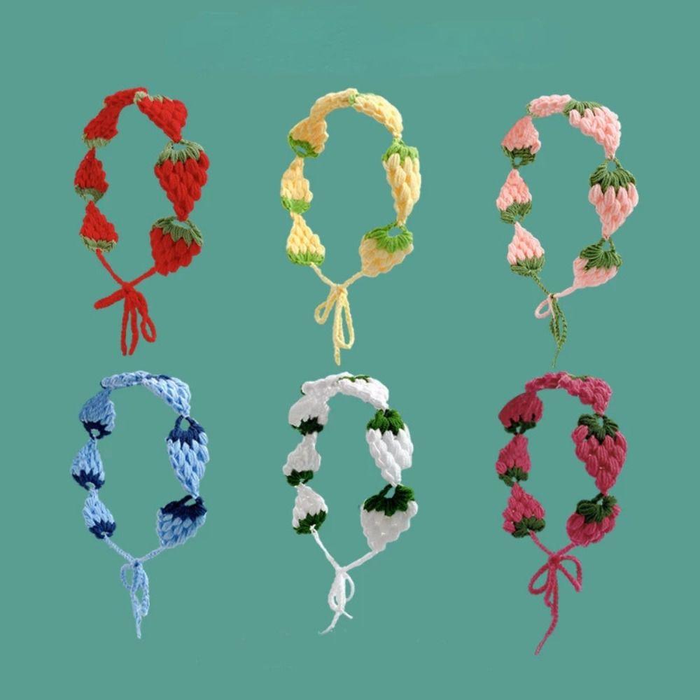 

Клубничная повязка на голову с клубникой, вязаная повязка на голову, аксессуары для волос, новая сказочная повязка на голову для женщин и девочек