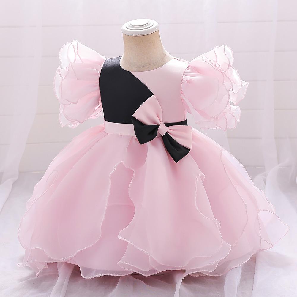 Vestido de Navidad para niñas de 0 a 24 meses, disfraz elegante para niños, vestidos de fiesta de princesa, vestido de encaje de media manga para boda y graduación