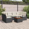 7 piece black garden sofa set with cushions