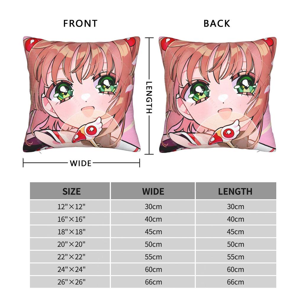 Sakura Magical Cartoon Anime Pillow Cover Fashion Pillow Case For Couch Sofa Bedroom Comfy Cushion Cover Gift