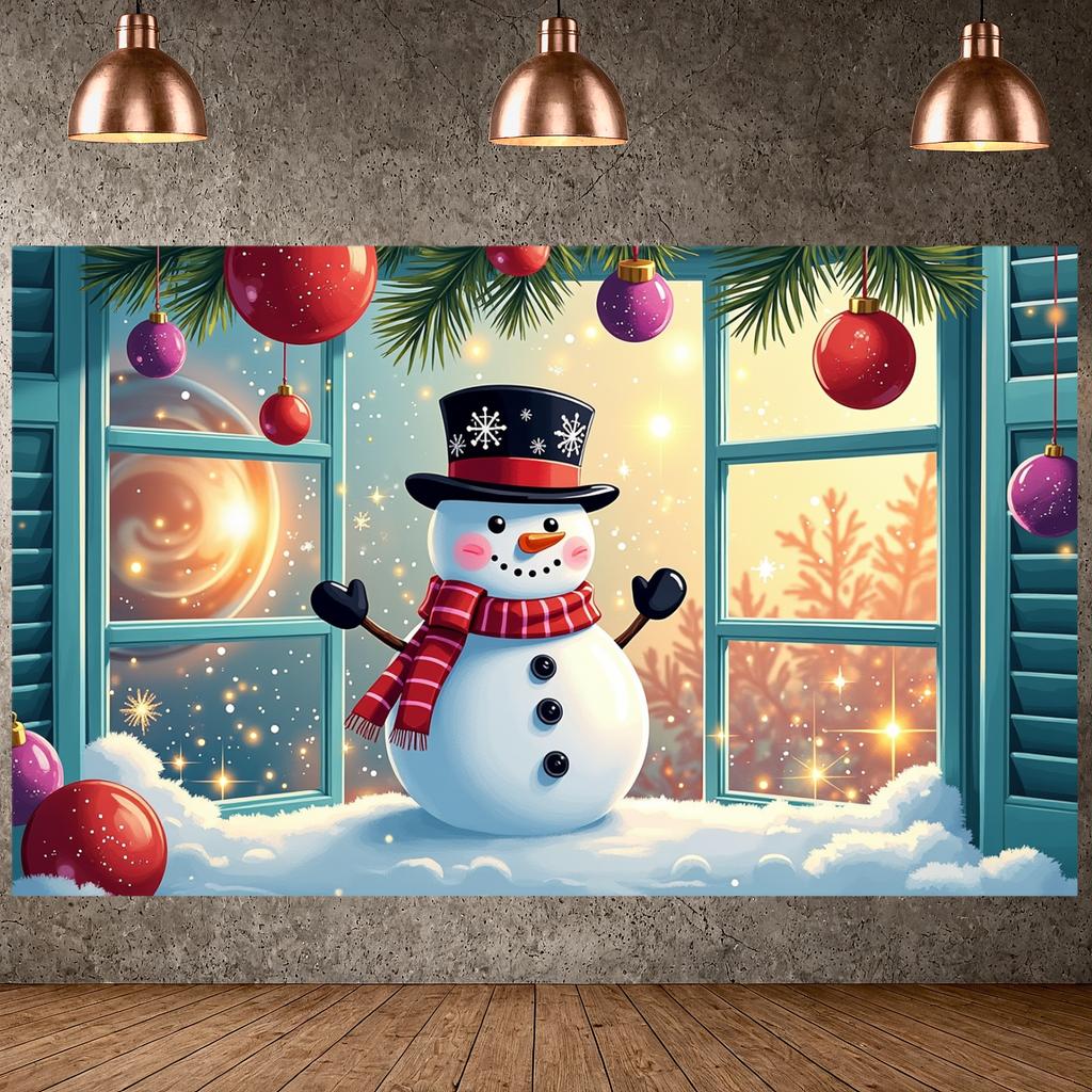 Snowman Display Christmas Ornaments Christmas Decoration Banner Christmas Banner Snowman Design Festive Display For New Year