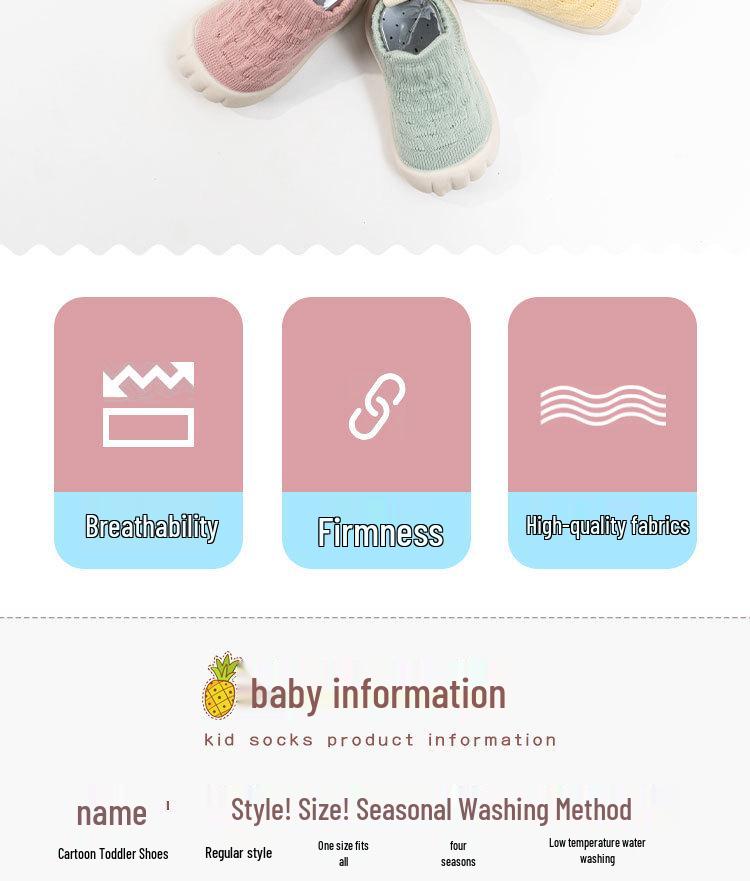 Soft Sole Non-slip Baby Walker Shoes - Solid Color Floor Socks for Boys & Girls, Ideal for Spring & Autumn Pre-walking.