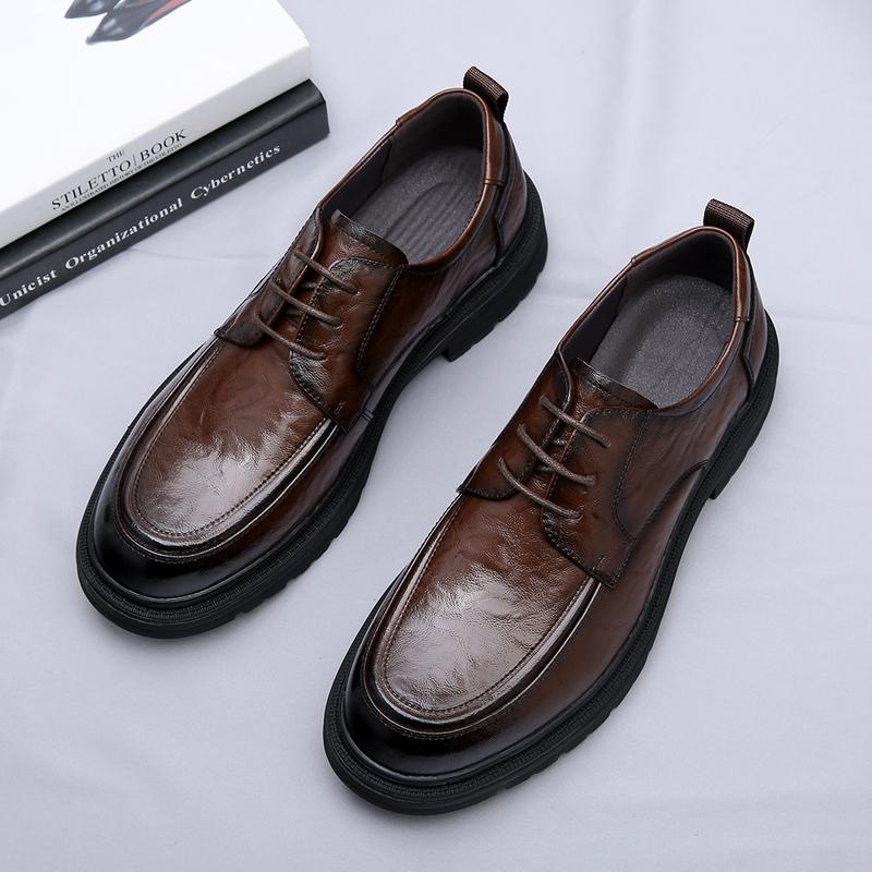 Fashion Autumn New Men's Genuine Leather Shoes Soft Soles Wear-resistant Thick Soles Business Shoes Men's Formal Shoes Free Delivery