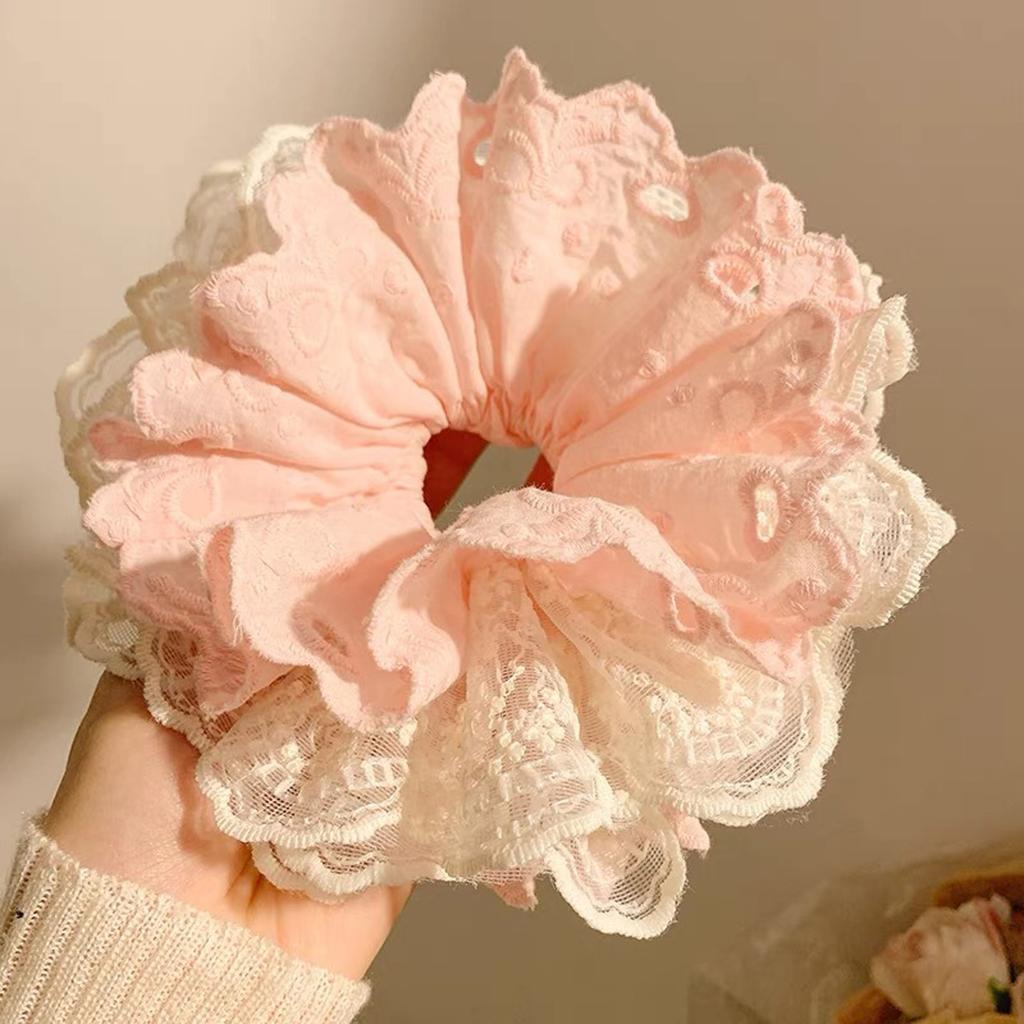 Stylish Lace Hair Scrunchies No Damage Scrunchy Hair Bands Ponytail Holders for Thick Curly and Thin Fine Hair