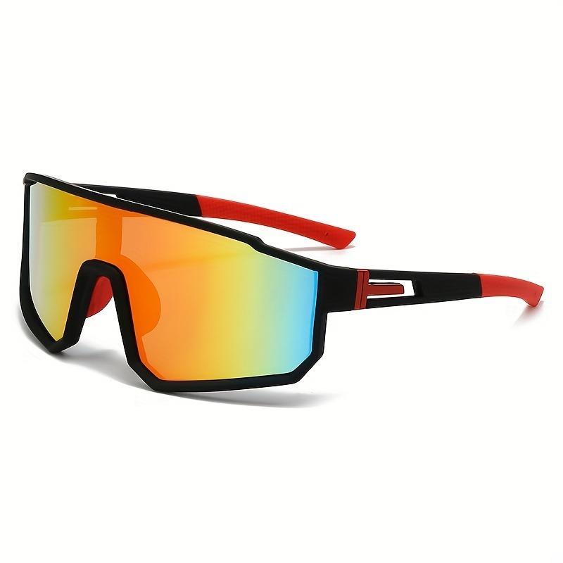 Internet Hot Fashionable Large Frame One-Piece Sunglasses for Men and Women Fancy Stylish One-Piece Couple Sunglasses красный