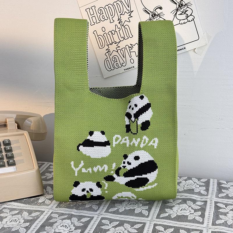 Kuanzhai Alley Souvenir: Chengdu Panda Grandpa Knitted Women's Tote Bag