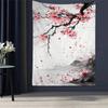 Japanese Cherry Blossom Tapestry, Ink Wash Sakura Print Wall Hanging for Bedroom Dorm Living Room Home Decor