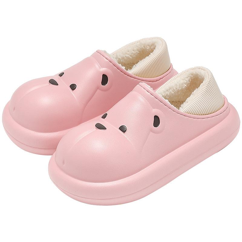 Bear Waterproof Cotton Slippers Women's Winter Bag and Bag Head Indoor Home Non-slip and Warm Cotton Mop Men's Winter
