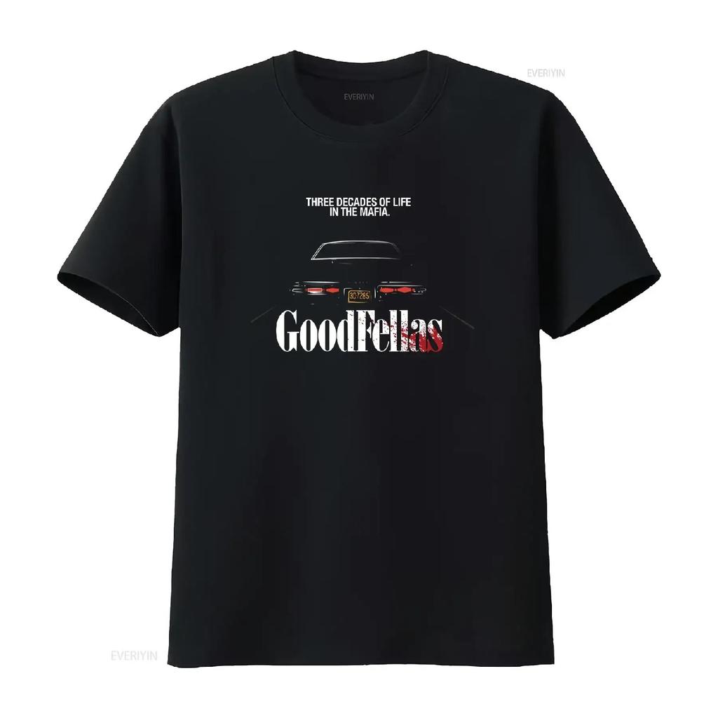 Goodfellas Tre Decenni T-shirt Nera da Uomo Taglia S 5XL vintage Lavata moda Casual uomo Versatile Elasticizzata Leggermente Morbida