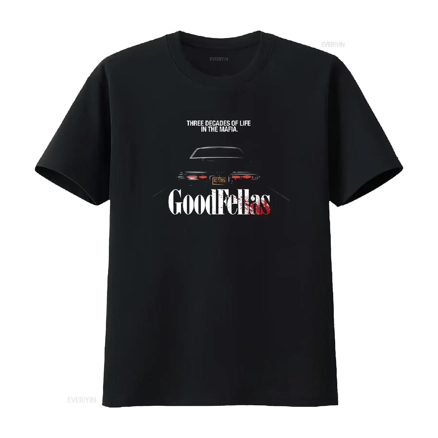 Goodfellas Three Decades Men s Black T Shirt Size S 5XL vintage Washed fashion Casual homme Versatile Stretched Slightly Soft XXXXXL разноцветный