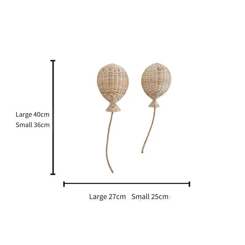 Nordic Bamboo Rattan Balloon Wall Hanging 36x25cm Single Piece Children Room Household Background Layout Wall Accessory Gear