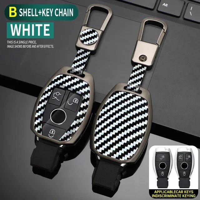Carbon Fiber Zinc Alloy Car Key Case Cover For Mercedes Benz A C E S Class GLA CLA GLK GLC CLS W204 W463 W176 W251 W205 AMG