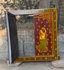 Retro Antique Wooden Window Panel Hand Painted Indian Religious Radha Krishna Frame