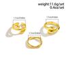 Ins Liquid Lava Metal Curved Ring Female Folded Smooth Hug Open Ring Set