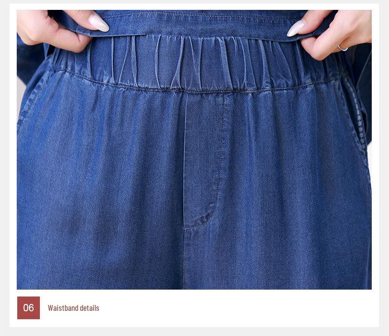 Women's Summer Tencel Denim Suit: Stylish 2025 Casual Two-Piece Set for Middle-Aged Mothers