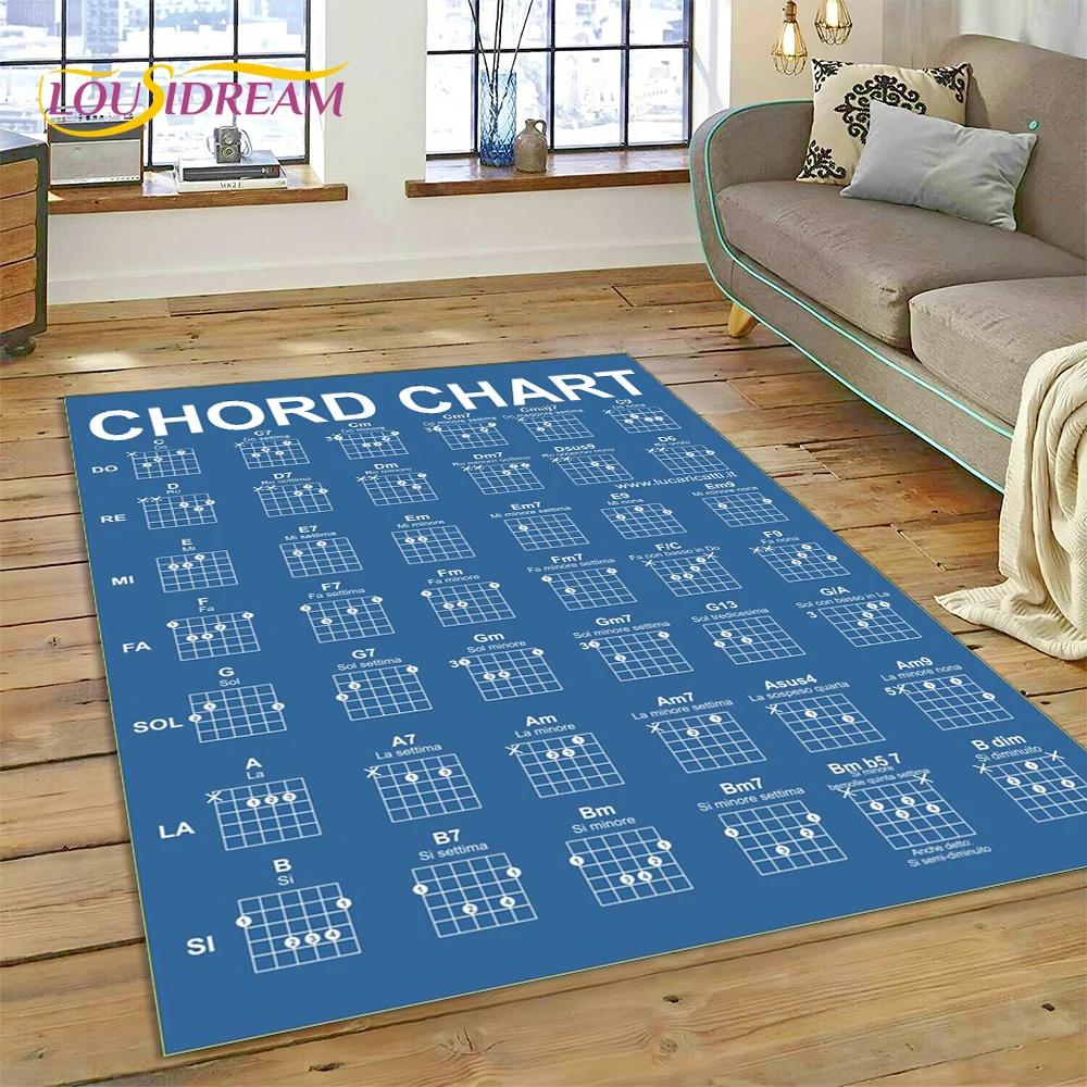 3D Guitar Chords Theory Chart Music Carpet Rug for Bedroom Living Room Home Sofa Decoration,Children Game Large Decor Floor Mat