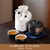 Guochao Portable Travel Tea Set Simple Coarse Pottery Words and Hand-held Pot Outdoor Camping Car Tea Making Equipment