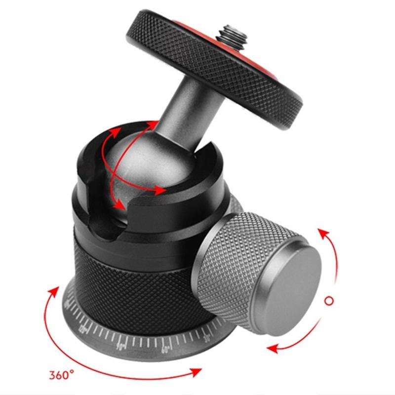 Aluminum Ball Head 90 Degree Tilt 360 degree Rotation Camera Mount Adapter for DSLR Cameras Smartphone