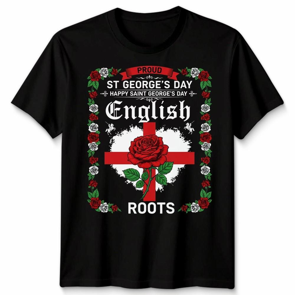 English St Georges Day Idea For Unisex Rose English Flag Tshirt