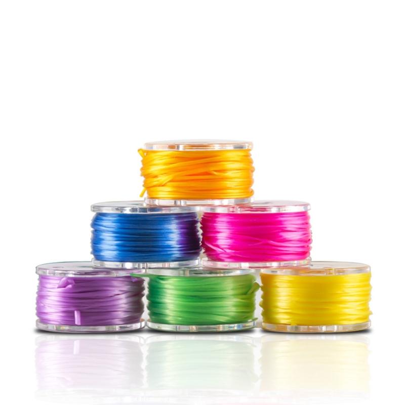 Pack of 25 Assorted Colors Elastic Thread Handy Sewing Machine Bobbins with Storage Box for Jewelry Making and Crafts