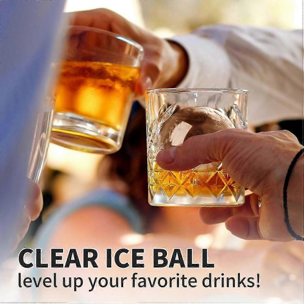Forma de Gelo Transparente para Whiskey - Fabricador de Bolas de Gelo de 2 Polegadas, Silicone Livre de BPA, Perfeita para Drinks Old Fashioned de Bourbon