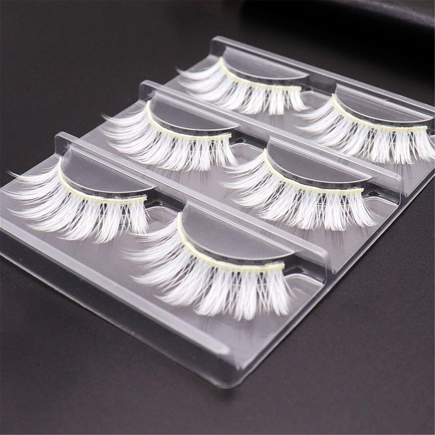 

Party Wispy for Halloween Reusable Fluffy Cosplay False Eyelashes False Lashes White Lashes Style 1 (3 Pairs )