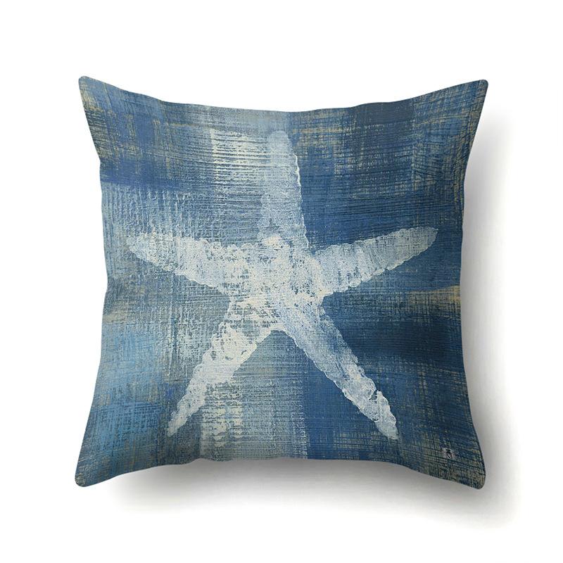 Blue Ocean Seaweed Polyester Pillow Case Car Decoration Home Print Pillow Bedside Sofa Waist Cushion Cover