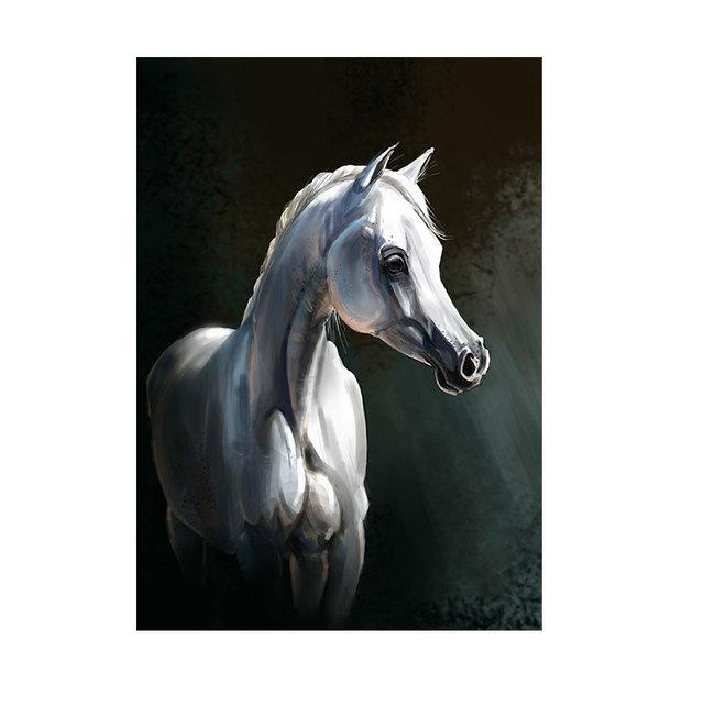 Modernes weißes arabisches Pferd, Leinwandgemälde, Wandkunst, Bilder, Tierposter und Drucke für Wohnzimmer, Heimdekoration, Cuadros
