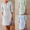 Vestidos casuales de cuello redondo con mangas 3/4 de verano y primavera para mujer