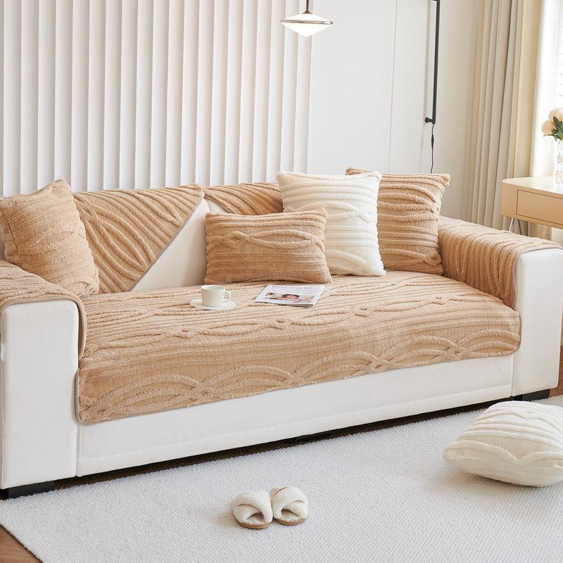 Sofa Cushion Thickened Fleece Cushion Autumn and Winter New Non-Slip Cover Cloth Shu Cotton Velvet Coral Velvet Sofa Cover