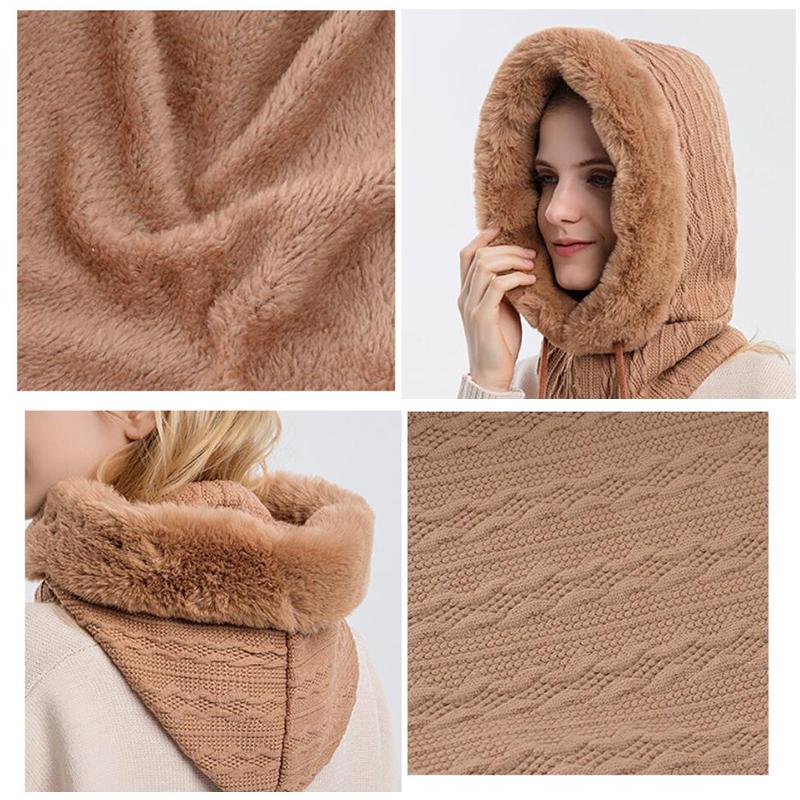 Winter Hats Outdoor Cycling Headgear Ski Cap Cold Protection Warm Bib Face Mask Integrated Scarf Knit Ski Caps