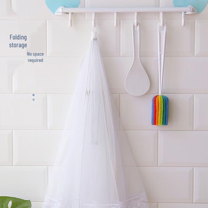 White Foldable Mesh Food & Table Cover - Mosquito & Dust Proof, Transparent Picnic & Vegetable Protector